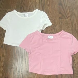 Two cropped short sleeve shirts from H&M in size XS